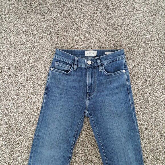 NWOT FRAME Le High Straight Leg Long in Daphne Blue 25 SUPER STRETCH - Picture 7 of 16